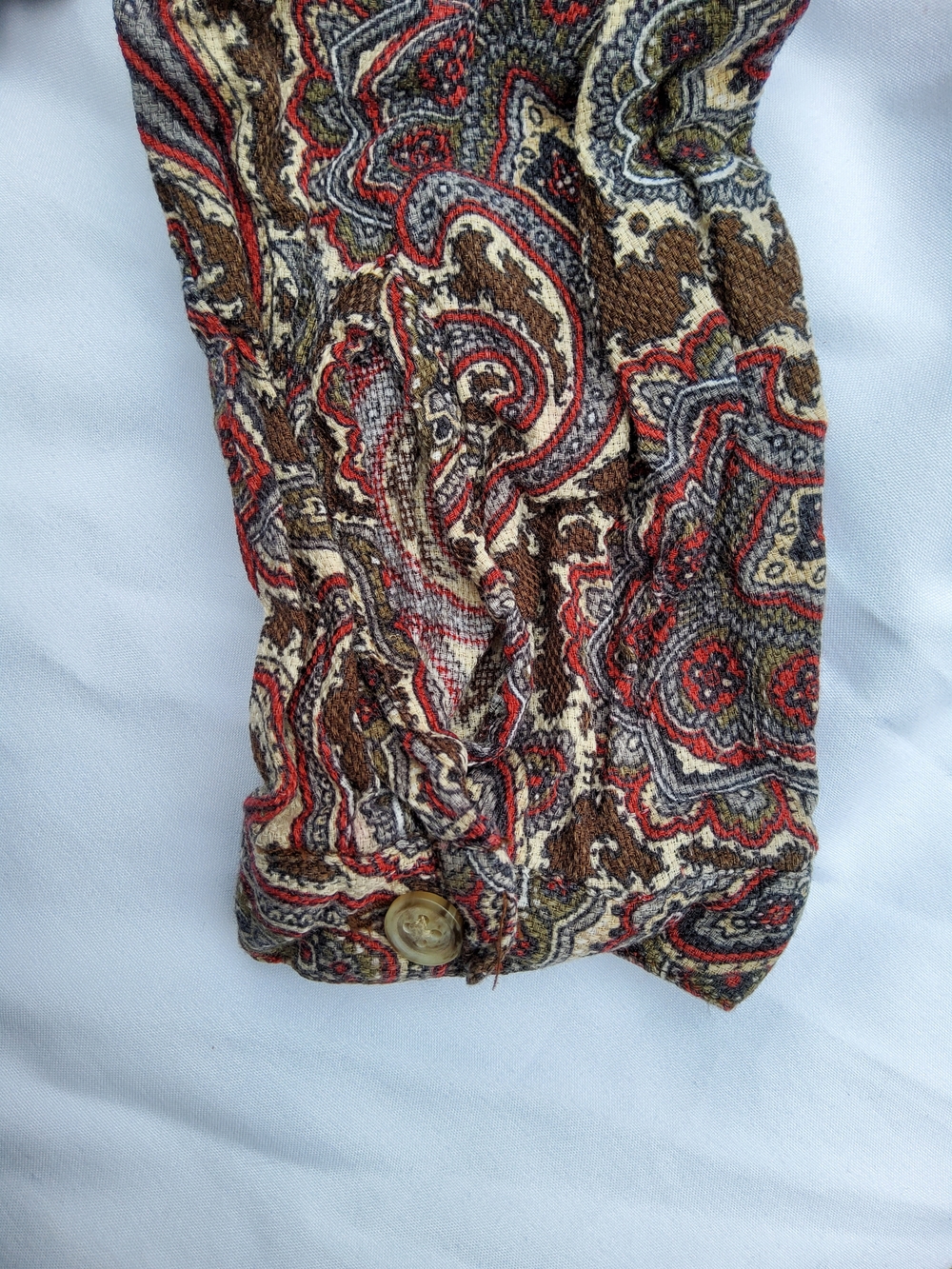 Woolrich 90s Paisley 100% Cotton Button-Down Long Sleeve Shirt - Picture 5 of 6